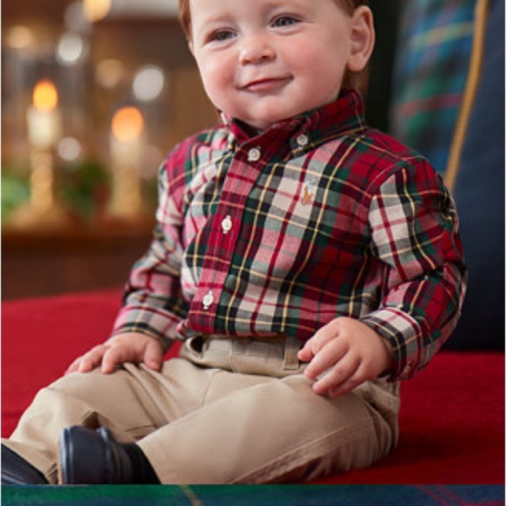 Ralph Lauren Plaid Twill Infant Oxford and Chino Joggers